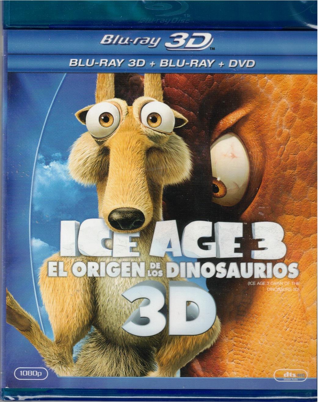 Ice Age 3 El Origen de los Dinosaurios (Bluray 3D + Blu Ray + DVD Nuevo)