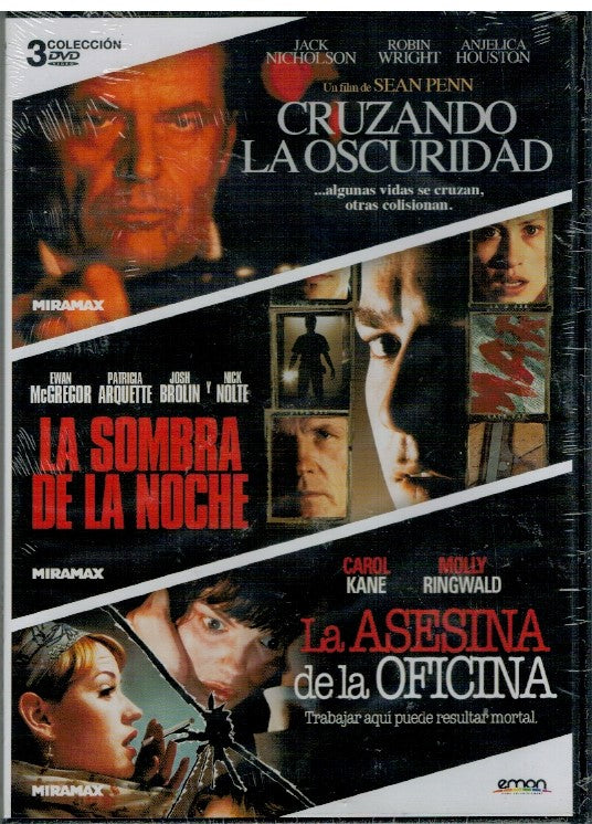 Cruzando la oscuridad + La sombra de la noche + La asesina de la oficina (Colección 3 DVD Nuevo)